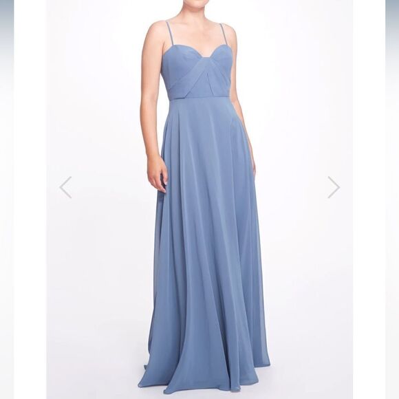New Marchesa notte slate blue chiffon gown sz 18 - Picture 1 of 7